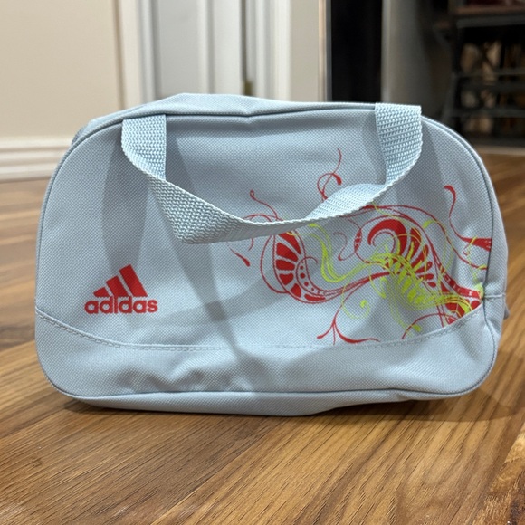 Adidas Sky Blue Bag with Red and Green Accents great for a makeup bag - Picture 1 of 1